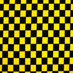 1/2&quot; Checkerboard Print on Poly Spandex Fabric (Yellow/Black) | (2 Way Stretch/Per Yard)