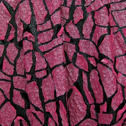 Metallic Foil Abstract Print on Black Poly Spandex Fabric (Fuchsia/Black) | (4 Way Stretch/Per Yard)