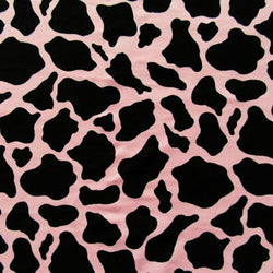 Cow Print on Nylon Spandex Fabric (Pink/Black) | (4 Way Stretch/Per Yard)