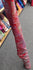 Metallic Foil Lava Swirls (Silver) on Red Nylon Spandex Fabric | (4 Way Stretch/Per Yard)