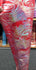 Metallic Foil Lava Swirls (Silver) on Red Nylon Spandex Fabric | (4 Way Stretch/Per Yard)