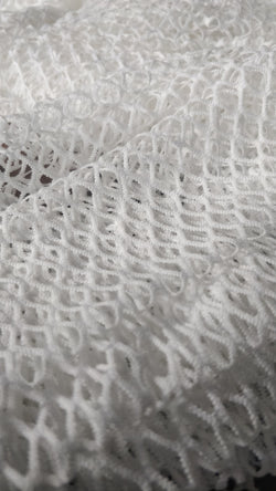 Solid Fishnet Mesh Fabric (White) | (4 Way Stretch/Per Yard)