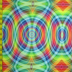 Rainbow Psychedelic Print on Poly Spandex Fabric | (4 Way Stretch/Per Yard)