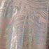 Metallic Foil Lava Swirls (Silver) on Light Pink Nylon Spandex Fabric | (4 Way Stretch/Per Yard)