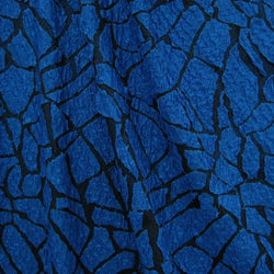 Metallic Foil Abstract Print on Black Poly Spandex Fabric (Royal Blue/Black) | (4 Way Stretch/Per Yard)