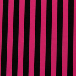 0.5" (Half Inch) Vertical Stripes on Poly Spandex Fabric (Black/Fuchsia) | (4 Way Stretch/Per Yard)