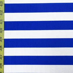 1"(One Inch) Horizontal Stripes on Nylon Spandex Fabric (White/Royal Blue) |  (4 Way Stretch/Per Yard)
