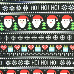 Christmas "Pacman Style" Santa Claus Print on Poly Spandex Fabric | (4 Way Stretch/Per Yard)