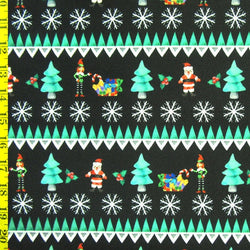 Christmas "Season of Giving" Santa Claus Print on Poly Spandex Fabric | (4 Way Stretch/Per Yard)