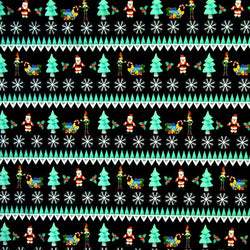 Christmas "Season of Giving" Santa Claus Print on Poly Spandex Fabric | (4 Way Stretch/Per Yard)
