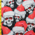 Christmas Santa Skulls Print on Poly Spandex Fabric | (4 Way Stretch/Per Yard)