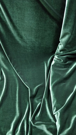 Solid Color Stretch Velvet Fabric (Hunter Green) | (4 Way Stretch/Per Yard)