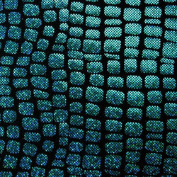 Turquoise Holographic Crocodile Print on Black Nylon Spandex Fabric | (4 Way Stretch/Per Yard)