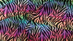 Rainbow Pride Zebra Print on Poly Spandex Fabric | (4 Way Stretch/Per Yard)