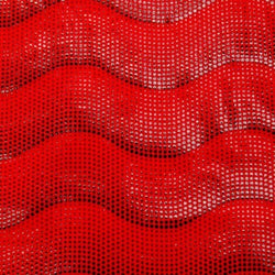 Waves with Black Foil on Red Poly Spandex Fabric | (4 Way Stretch/Per Yard)