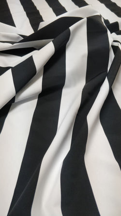 Two Inch (2") Matte Finish Vertical Stripes on Nylon Spandex Fabric (Black/White) | (4 Way Stretch/Per Yard)