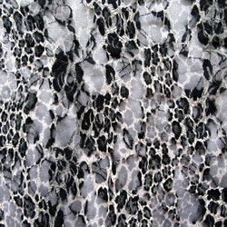 Spotted Printed Lace Fabric (Black/Natural) | (2 Way Stretch/Per Yard)
