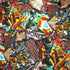 Graffiti Printed on Poly Mesh Fabric | (4 Way Stretch/Per Yard)