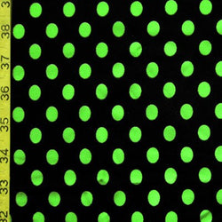 Saint Patrick Theme Polka Dot Print on Poly Spandex Fabric (Green/Black) | (4 Way Stretch/Per Yard)
