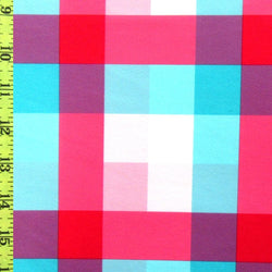 Block Theme Plaid Print on Poly Spandex Fabric | (4 Way Stretch/Per Yard)