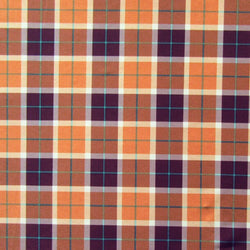 Colorful Plaid Print on Poly Spandex Fabric (Orange/Coffee) | (4 Way Stretch/Per Yard)