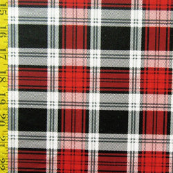 Colorful Plaid Print on Poly Spandex Fabric (Red/Black) | (4 Way Stretch/Per Yard)