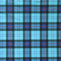 Colorful Plaid Print on Poly Spandex Fabric (Sky Blue/Royal) | (4 Way Stretch/Per Yard)