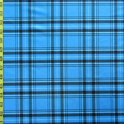 Classic Plaid Print on Poly Spandex Fabric (Blue) | (4 Way Stretch/Per Yard)