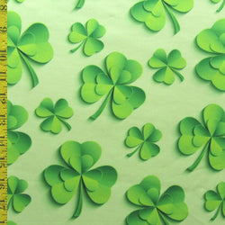 Shamrock Leaves Print on Poly Spandex Fabric | (4 Way Stretch/Per Yard) **St Patricks**