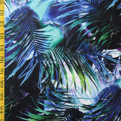 Tropical Leaves Print on Poly Spandex Fabric | (4 Way Stretch/Per Yard)