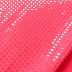 Dots with Holographic Foil Print on Poly Spandex Fabric (Coral/Neon Coral) | (2 Way Stretch/Per Yard)