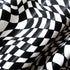 Wavy Geometric Print on Poly Spandex Fabric (White/Black) | (4 Way Stretch/Per Yard)