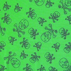 Skulls and Bones Printed on Poly Mesh Fabric (Mint Green) | (4 Way Stretch/Per Yard)