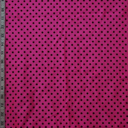 Flocked Polka Dot Print on Nylon Spandex Fabric (Black/Hot Pink) | (4 Way Stretch/Per Yard)
