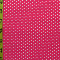 Polka Dot Print on Poly Spandex Fabric (White/Fuchsia) | (4 Way Stretch/Per Yard)