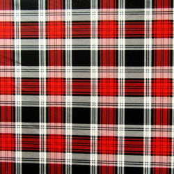 Colorful Plaid Print on Poly Spandex Fabric (Red/Black) | (4 Way Stretch/Per Yard)