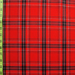Simple Plaid Print on Poly Spandex Fabric (Red) | (4 Way Stretch/Per Yard)