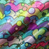 Hearts, Stars, and Smiley with Multicolor Holographic Foil Print on Poly Spandex Fabric | (4 Way Stretch/Per Yard)