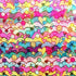 Hearts, Stars, and Smiley with Multicolor Holographic Foil Print on Poly Spandex Fabric | (4 Way Stretch/Per Yard)