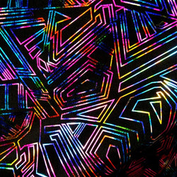 Holographic Abstract Foil Print on Poly Spandex Fabric | (4 Way Stretch/Per Yard)
