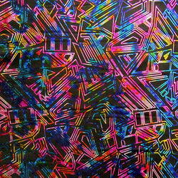 Holographic Abstract Foil Print on Poly Spandex Fabric | (4 Way Stretch/Per Yard)