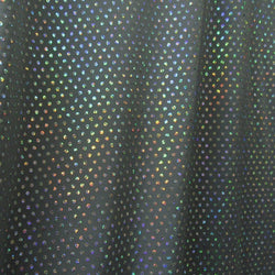 Dots with Holographic Foil Print on Poly Spandex Fabric (Silver/Steel) | (2 Way Stretch/Per Yard)