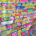 Colorful Brick Wall Print on Poly Spandex Fabric | (4 Way Stretch/Per Yard)