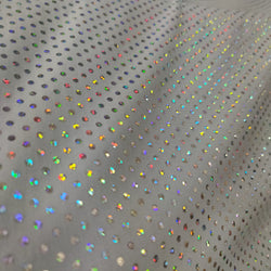 Dots with Holographic Foil Print on Poly Spandex Fabric (Silver/Gray) | (2 Way Stretch/Per Yard)