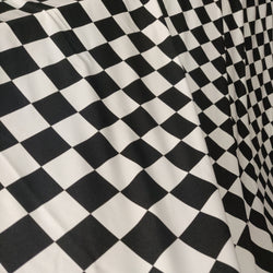 2x2" Checkerboard Print on Nylon Spandex Fabric (White/Black) | (4 Way Stretch/Per Yard)