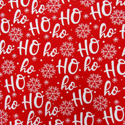Merry Xmas Ho Ho Ho Print on Poly Spandex Fabric | (4 Way Stretch/Per Yard)