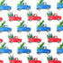 Xmas Trees in a Pickup Truck Print on Poly Spandex Fabric | (4 Way Stretch/Per Yard)