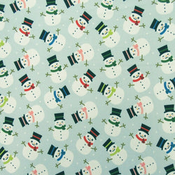 Christmas Theme Snowman Print on Poly Spandex Fabric | (4 Way Stretch/Per Yard)
