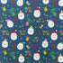 Christmas Jolly Santa Claus and Bear Print on Poly Spandex Fabric (Midnight Blue) | (4 Way Stretch/Per Yard)