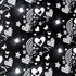 Hearts, Stars, and Butterflies Print with Silver Glitter on Nylon Spandex Fabric | (4 Way Stretch/Per Yard)